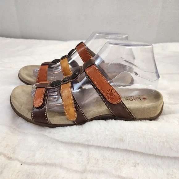 Taos Ramy Willow Leather Sandals Womens 8 EU 39 Brown Red Casual Slide Shoe - Picture 12 of 14